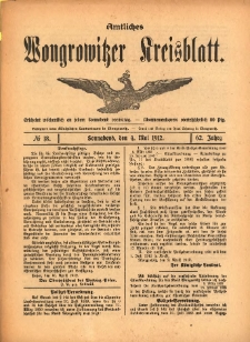 Amtliches Wongrowitzer Kreisblatt. 1912.05.04 Jg.62 Nr18