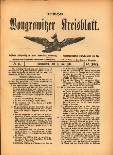Amtliches Wongrowitzer Kreisblatt. 1912.05.11 Jg.62 Nr19