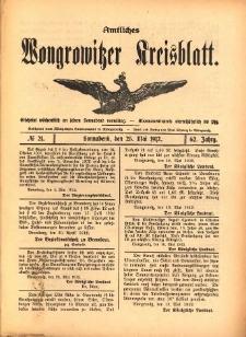 Amtliches Wongrowitzer Kreisblatt. 1912.05.25 Jg.62 Nr21