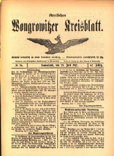 Amtliches Wongrowitzer Kreisblatt. 1912.06.29 Jg.62 Nr26