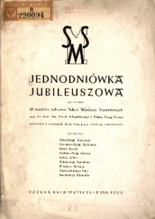Jednodniówka jubileuszowa wydana z okazji 25 rocznicy założenia Sekcji Składaczy Maszynowych przy Zw. Zaw. Prac. Przem. Poligraficznego w Polsce, Okręg Poznań połączonej z uczczeniem 25-cio lecia pracy składaczy maszynowych : kolegów: Mikulskiego Antoniego, Nowakowskiego Antoniego, Kłody Karola, Betlejewskiego Edwina, Sobka Feliksa, Hołowatego Stanisława, Winklera Mariana, Matuszewskiego Jana, Rucińskiego Edmunda : Poznań, dnia 19 stycznia 1946 roku / opracował Komitet Redakcyjny: koledzy Antoni Gapa, Edmund Palczewski i inni.