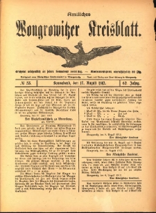 Amtliches Wongrowitzer Kreisblatt. 1912.08.17 Jg.62 Nr33