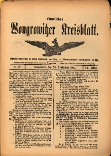 Amtliches Wongrowitzer Kreisblatt. 1912.09.28 Jg.62 Nr39