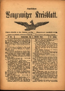 Amtliches Wongrowitzer Kreisblatt. 1912.10.05 Jg.62 Nr40