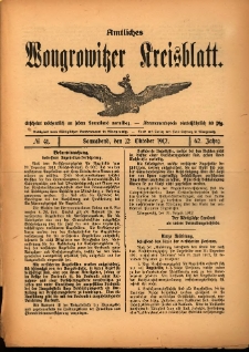 Amtliches Wongrowitzer Kreisblatt. 1912.10.12 Jg.62 Nr41