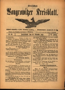 Amtliches Wongrowitzer Kreisblatt. 1912.10.19 Jg.62 Nr42