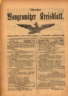 Amtliches Wongrowitzer Kreisblatt. 1912.11.02 Jg.62 Nr44