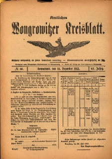 Amtliches Wongrowitzer Kreisblatt. 1912.12.14 Jg.62 Nr50