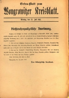 Extra-Blatt zum Wongrowitzer Kreisblatt 1912.07.22