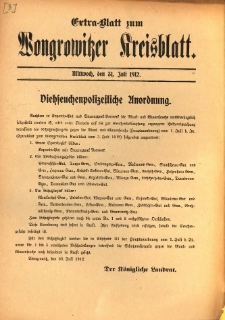 Extra-Blatt zum Wongrowitzer Kreisblatt 1912.07.31
