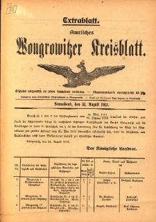 Extrablatt. Amtliches Wongrowitzer Kreisblatt 1912.09.09