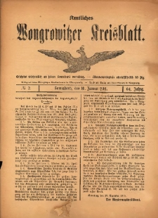 Amtliches Wongrowitzer Kreisblatt. 1914.01.10 Jg.64 Nr2