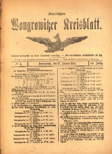 Amtliches Wongrowitzer Kreisblatt. 1914.01.31 Jg.64 Nr5