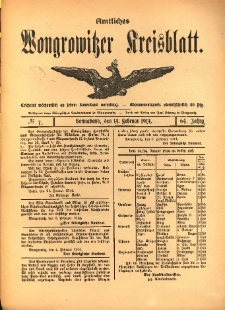 Amtliches Wongrowitzer Kreisblatt. 1914.02.14 Jg.64 Nr7
