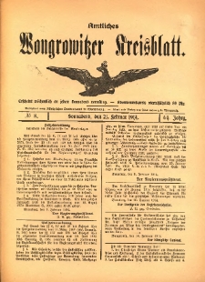 Amtliches Wongrowitzer Kreisblatt. 1914.02.21 Jg.64 Nr8