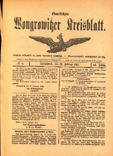 Amtliches Wongrowitzer Kreisblatt. 1914.02.28 Jg.64 Nr9