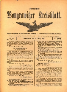 Amtliches Wongrowitzer Kreisblatt. 1914.03.28 Jg.64 Nr13