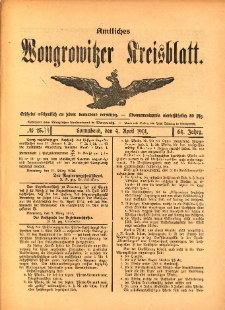 Amtliches Wongrowitzer Kreisblatt. 1914.04.04 Jg.64 Nr14