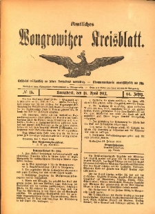 Amtliches Wongrowitzer Kreisblatt. 1914.04.18 Jg.64 Nr16