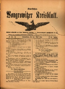 Amtliches Wongrowitzer Kreisblatt. 1914.05.16 Jg.64 Nr20