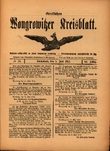 Amtliches Wongrowitzer Kreisblatt. 1914.06.06 Jg.64 Nr23