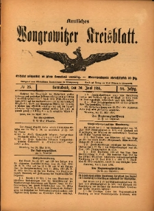 Amtliches Wongrowitzer Kreisblatt. 1914.06.20 Jg.64 Nr25