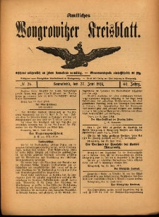 Amtliches Wongrowitzer Kreisblatt. 1914.06.27 Jg.64 Nr26