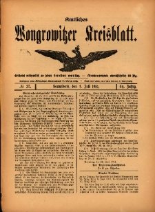Amtliches Wongrowitzer Kreisblatt. 1914.07.04 Jg.64 Nr27