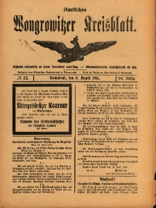 Amtliches Wongrowitzer Kreisblatt. 1914.08.08 Jg.64 Nr32