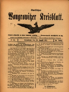 Amtliches Wongrowitzer Kreisblatt. 1914.08.29 Jg.64 Nr35