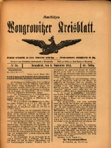 Amtliches Wongrowitzer Kreisblatt. 1914.09.05 Jg.64 Nr36
