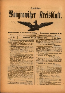 Amtliches Wongrowitzer Kreisblatt. 1914.09.26 Jg.64 Nr39