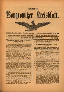 Amtliches Wongrowitzer Kreisblatt. 1914.10.10 Jg.64 Nr41
