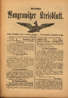 Amtliches Wongrowitzer Kreisblatt. 1914.10.24 Jg.64 Nr43