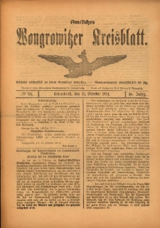 Amtliches Wongrowitzer Kreisblatt. 1914.10.31 Jg.64 Nr44