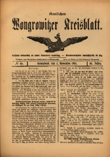 Amtliches Wongrowitzer Kreisblatt. 1914.11.07 Jg.64 Nr45
