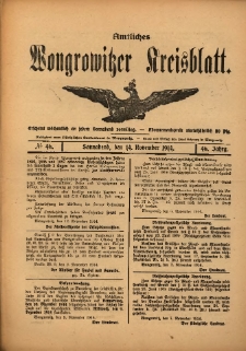Amtliches Wongrowitzer Kreisblatt. 1914.11.14 Jg.64 Nr46