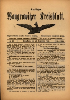 Amtliches Wongrowitzer Kreisblatt. 1914.11.28 Jg.64 Nr48