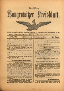Amtliches Wongrowitzer Kreisblatt. 1914.11.28 Jg.64 Nr49