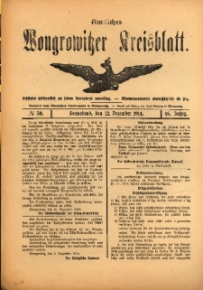 Amtliches Wongrowitzer Kreisblatt. 1914.12.12 Jg.64 Nr50
