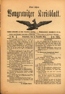 Amtliches Wongrowitzer Kreisblatt. 1914.12.12 Jg.64 Nr50