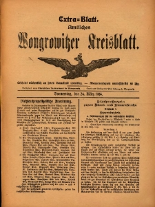 Extra-Blatt. Amtliches Wongrowitzer Kreisblatt. 1914.03.26