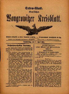 Extra-Blatt. Amtliches Wongrowitzer Kreisblatt. 1914.04.02