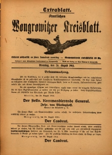 Extrabllatt. Amtliches Wongrowitzer Kreisblatt. 1914.08.25