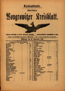 Extra-Blatt. Amtliches Wongrowitzer Kreisblatt. 1914.12.16