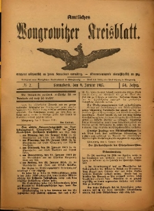 Amtliches Wongrowitzer Kreisblatt. 1915.01.09 Jg.54 Nr 2