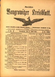 Amtliches Wongrowitzer Kreisblatt. 1915.04.17 Jg.54 Nr16