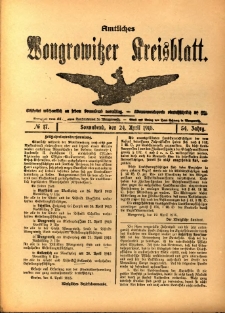 Amtliches Wongrowitzer Kreisblatt. 1915.04.24 Jg.54 Nr17