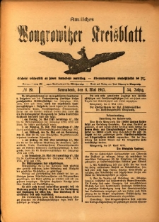 Amtliches Wongrowitzer Kreisblatt. 1915.05.08 Jg.54 Nr19
