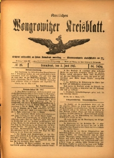 Amtliches Wongrowitzer Kreisblatt. 1915.06.05 Jg.54 Nr23